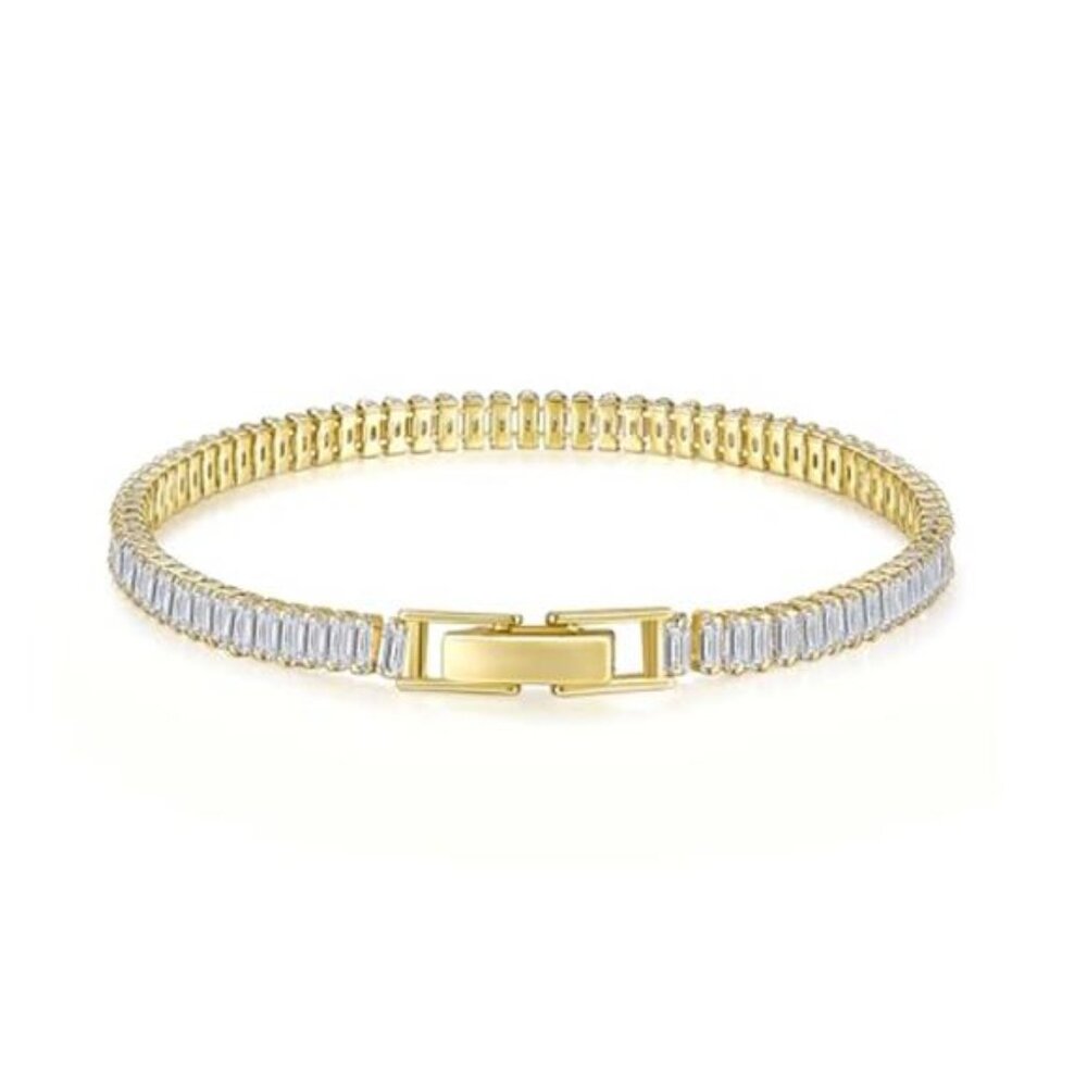 14K Gold CZ Tennis Bracelet for Women Sparkly Cubic Zirconia Jewelry Gift
